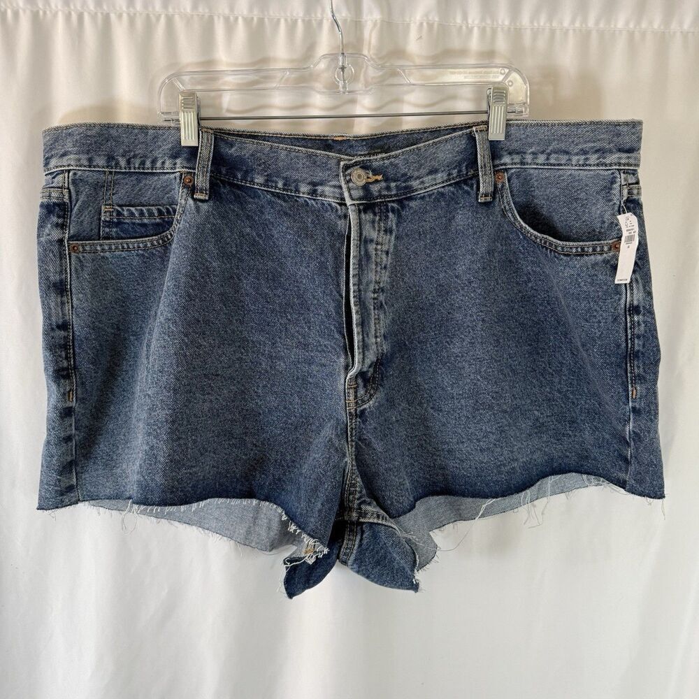 New Old Navy Sky-Hi A-Line Jean Shorts Women's 22 Button Fly Medium Wash